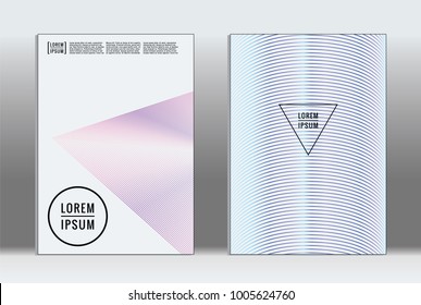 Vector graphic geometric covers with minimalistic pattern for templates, layouts, posters, brochures, catalogs, flyers. Set of placards with minimalistic geometry elements. Design template with lines 