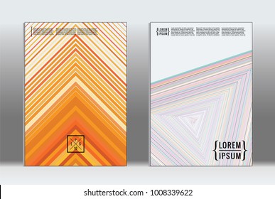 Vector graphic geometric covers with minimalistic pattern for templates, layouts, posters, brochures, catalogs, flyers. Set of placards with minimalistic geometry elements. Design template with lines 