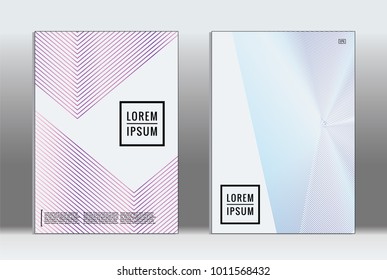 Vector graphic geometric covers with minimalistic pattern for templates, layouts, posters, brochures, catalogs, flyers. Set of placards with minimalistic geometry elements. Design template with lines 