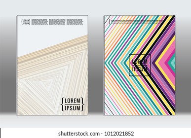 Cubiertas geométricas gráficas de Vector con patrón minimalista para Plantillas, diseños, carteles, folletos, catálogos, volantes. Conjunto de carteles con Elementos de geometría minimalista. Plantilla de diseño con líneas 