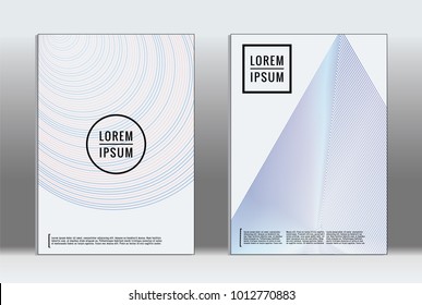 Vector graphic geometric covers with minimalistic pattern for templates, layouts, posters, brochures, catalogs, flyers. Set of placards with minimalistic geometry elements. Design template with lines 