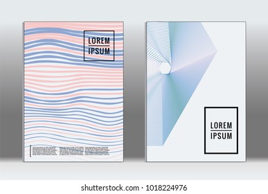 Vector graphic geometric covers with minimalistic pattern for templates, layouts, posters, brochures, catalogs, flyers. Set of placards with minimalistic geometry elements. Design template with lines 