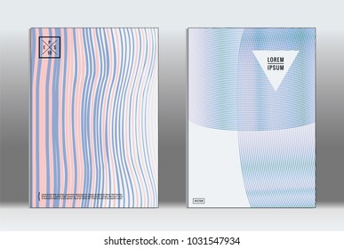 Vector graphic geometric covers with minimalistic pattern for templates, layouts, posters, brochures, catalogs, flyers. Set of placards with minimalistic geometry elements. Design template with lines 