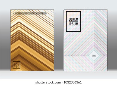 Vector graphic geometric covers with minimalistic pattern for templates, layouts, posters, brochures, catalogs, flyers. Set of placards with minimalistic geometry elements. Design template with lines 