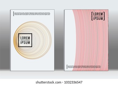 Vector graphic geometric covers with minimalistic pattern for templates, layouts, posters, brochures, catalogs, flyers. Set of placards with minimalistic geometry elements. Design template with lines 