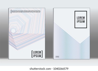 Vector graphic geometric covers with minimalistic pattern for templates, layouts, posters, brochures, catalogs, flyers. Set of placards with minimalistic geometry elements. Design template with lines 