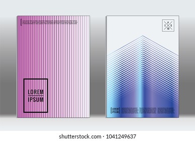 Vector graphic geometric covers with minimalistic pattern for templates, layouts, posters, brochures, catalogs, flyers. Set of placards with minimalistic geometry elements. Design template with lines 