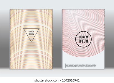Vector graphic geometric covers with minimalistic pattern for templates, layouts, posters, brochures, catalogs, flyers. Set of placards with minimalistic geometry elements. Design template with lines 