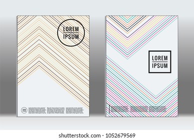 Vector graphic geometric covers with minimalistic pattern for templates, layouts, posters, brochures, catalogs, flyers. Set of placards with minimalistic geometry elements. Design template with lines 