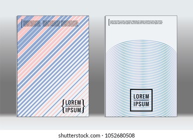 Vector graphic geometric covers with minimalistic pattern for templates, layouts, posters, brochures, catalogs, flyers. Set of placards with minimalistic geometry elements. Design template with lines 