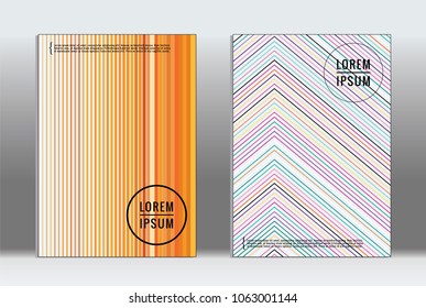 Vector graphic geometric covers with minimalistic pattern for templates, layouts, posters, brochures, catalogs, flyers. Set of placards with minimalistic geometry elements. Design template with lines 