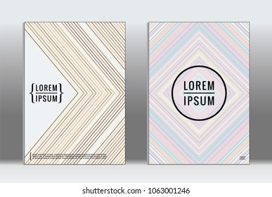 Vector graphic geometric covers with minimalistic pattern for templates, layouts, posters, brochures, catalogs, flyers. Set of placards with minimalistic geometry elements. Design template with lines 