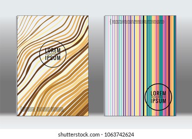 Vector graphic geometric covers with minimalistic pattern for templates, layouts, posters, brochures, catalogs, flyers. Set of placards with minimalistic geometry elements. Design template with lines 