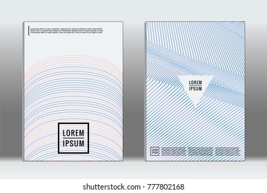Vector graphic geometric covers with minimalistic pattern for templates, layouts, posters, brochures, catalogs, flyers. Set of placards with minimalistic geometry elements. Design template with lines 