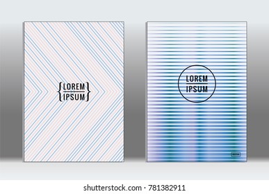 Vector graphic geometric covers with minimalistic pattern for templates, layouts, posters, brochures, catalogs, flyers. Set of placards with minimalistic geometry elements. Design template with lines 