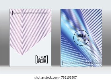 Vector graphic geometric covers with minimalistic pattern for templates, layouts, posters, brochures, catalogs, flyers. Set of placards with minimalistic geometry elements. Design template with lines 
