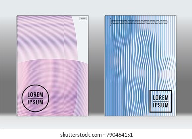 Vector graphic geometric covers with minimalistic pattern for templates, layouts, posters, brochures, catalogs, flyers. Set of placards with minimalistic geometry elements. Design template with lines 