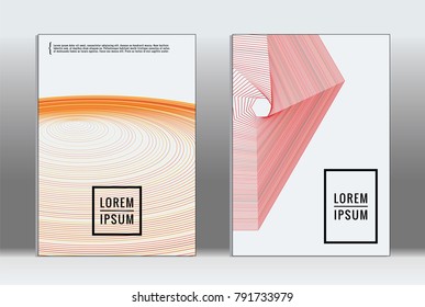 Vector graphic geometric covers with minimalistic pattern for templates, layouts, posters, brochures, catalogs, flyers. Set of placards with minimalistic geometry elements. Design template with lines 