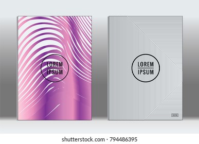 Vector graphic geometric covers with minimalistic pattern for templates, layouts, posters, brochures, catalogs, flyers. Set of placards with minimalistic geometry elements. Design template with lines 
