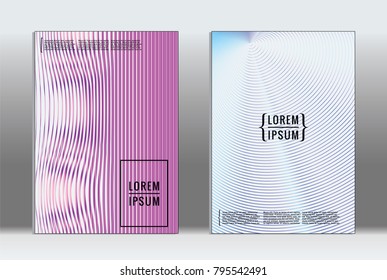 Vector graphic geometric covers with minimalistic pattern for templates, layouts, posters, brochures, catalogs, flyers. Set of placards with minimalistic geometry elements. Design template with lines 