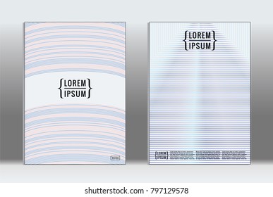 Vector graphic geometric covers with minimalistic pattern for templates, layouts, posters, brochures, catalogs, flyers. Set of placards with minimalistic geometry elements. Design template with lines 