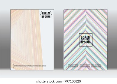Vector graphic geometric covers with minimalistic pattern for templates, layouts, posters, brochures, catalogs, flyers. Set of placards with minimalistic geometry elements. Design template with lines 