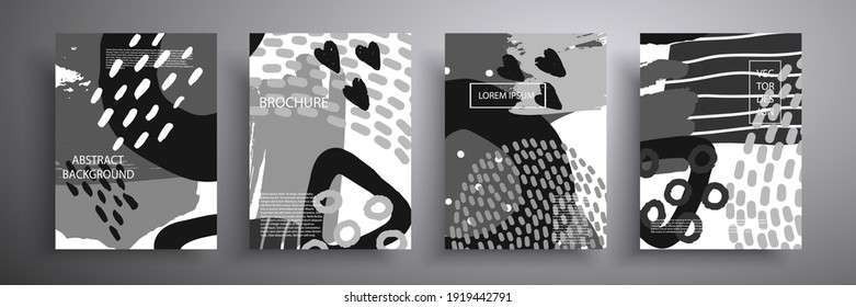 Vector graphic geometric design. A collection of cool monochrome covers. Abstract forms of composition for book covers, posters, flyers, magazines, business annual reports, music albums