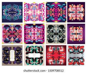 Vector graphic geometric elements and shapes, retro pattern set