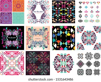 Vector graphic geometric elements and shapes, retro pattern set