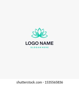 Vector graphic geometric lotus flower symbol with sample text for your company

