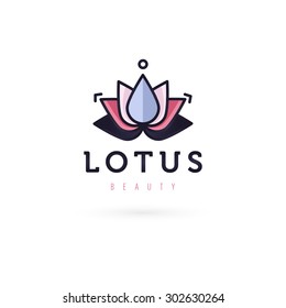 Vector graphic geometric lotus flower symbol with sample text for your company