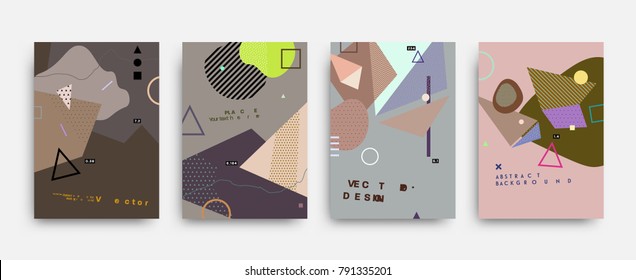 Vector graphic geometric patterns and shapes for hipster art. Covers for placard, poster, magazine, brochure, flyer or banner design.