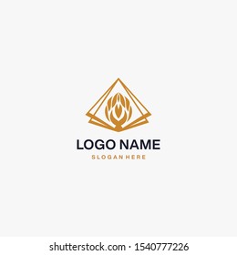 Vector graphic geometric Protea flower symbol with sample text for your company