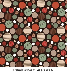 Vector graphic with geometric shapes. Seamless pattern with colorful dots on a black background.