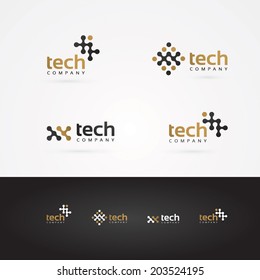 Vector Graphic Geometric Tech Symbol In Gold And Grey For Your Company