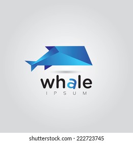 Vector graphic geometric whale symbol with sample text 