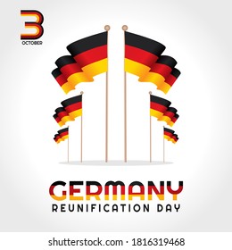 Gráfica vectorial del día de la reunificación de Alemania para la celebración del Día de la Reunificación de Alemania. diseño plano. diseño de volante.ilustración plana.	