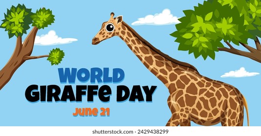 Vector graphic of a giraffe celebrating World Giraffe Day