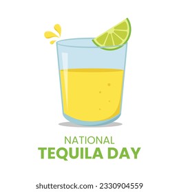 Vector graphic of A glass of tequila with slice of lime suitable for National Tequila Day, July 24