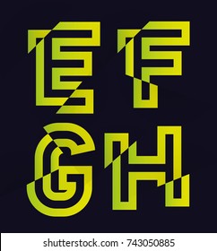 Vector graphic Glitch font / 4 letters / Vibrant green