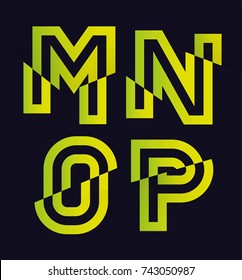 Vector graphic Glitch font / 4 letters / Vibrant green