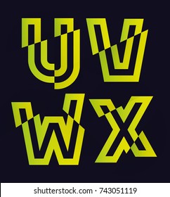 Vector graphic Glitch font / 4 letters / Vibrant green