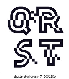 Vector graphic Glitch font / 4 letters / Black