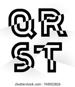 Vector graphic Glitch font / 4 characters / Black