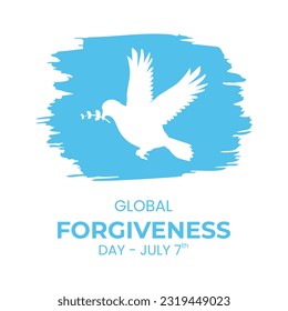 Vector graphic of global forgiveness day with pigeon silhouette flying on grunge background