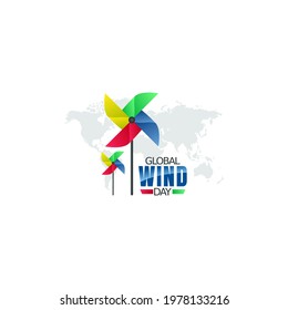 vector graphic of global wind day good for global wind day celebration. flat design. flyer design.flat illustration.	