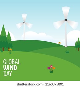 gráfico vectorial del día global del viento bueno para la celebración del día global del viento. diseño plano. diseño de volante.ilustración plana.