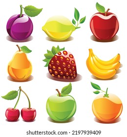 vector graphic glossy fruit 