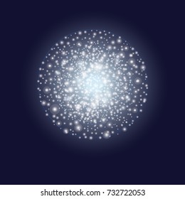 Vector graphic glowing ball on a dark blue background