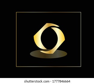 Vector graphic gold alphabet / impossible letter symbol / Letter O